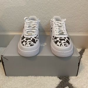 Never worn customized cow print Air Force 1.